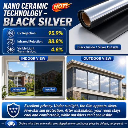 One-Way Privacy Window Film Daytime Mirror Effect, Heat Blocking & UV Protection
