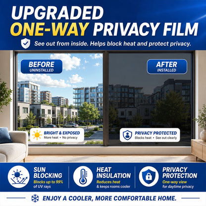 One-Way Privacy Window Film Daytime Mirror Effect, Heat Blocking & UV Protection