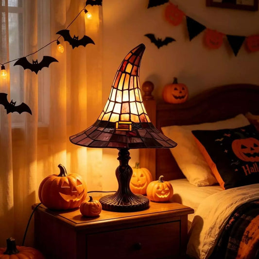 Stained Glass Witch Hat Lamp