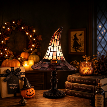 Stained Glass Witch Hat Lamp
