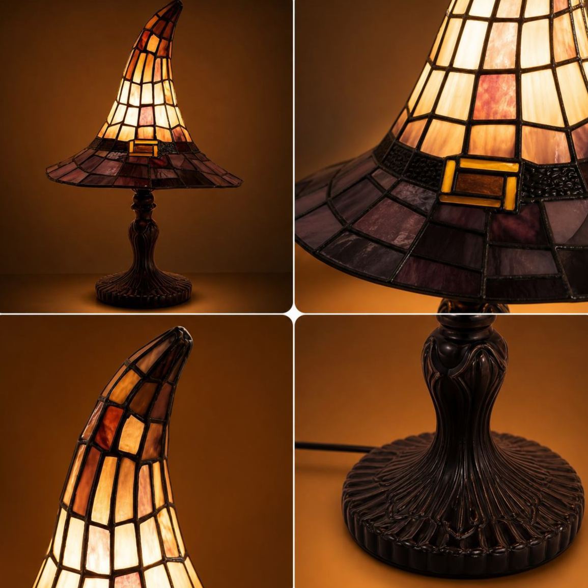 Stained Glass Witch Hat Lamp
