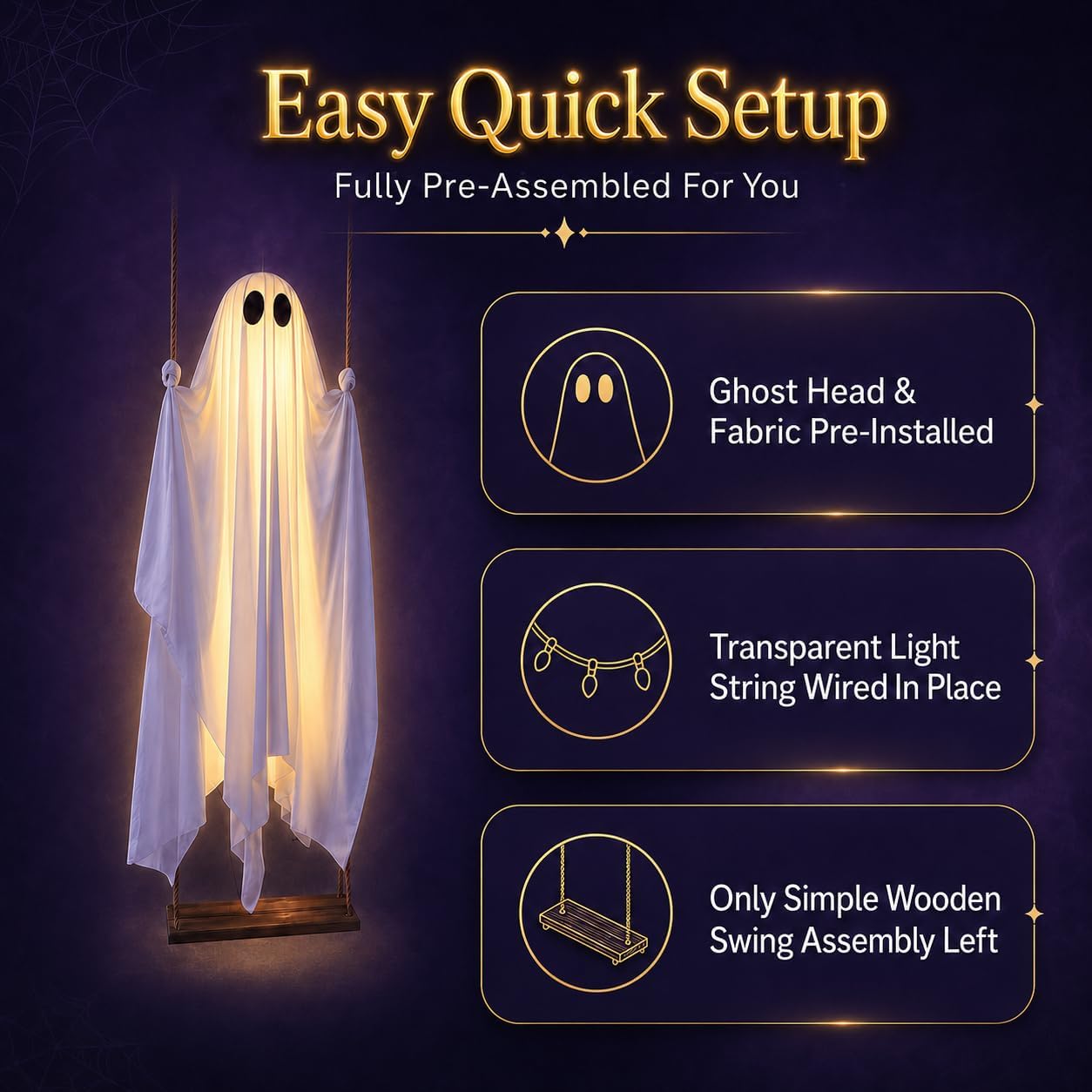 LED Swinging Ghost Decoration
