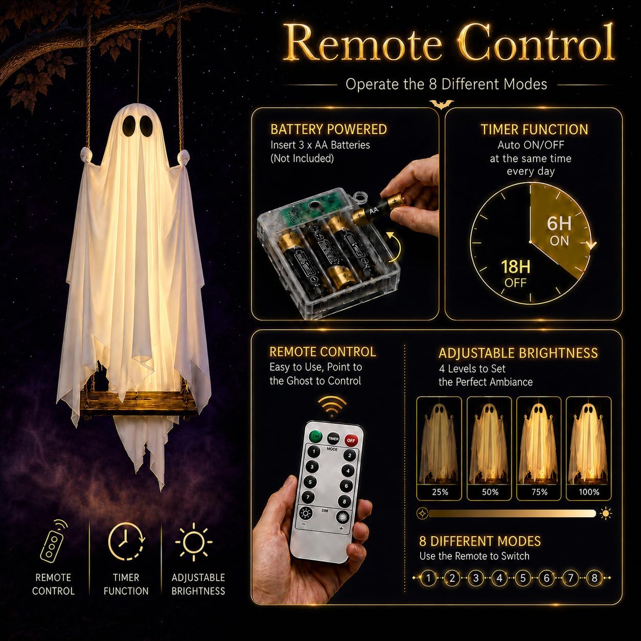LED Swinging Ghost Decoration