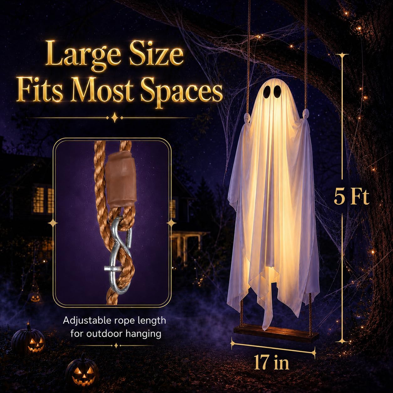 LED Swinging Ghost Decoration