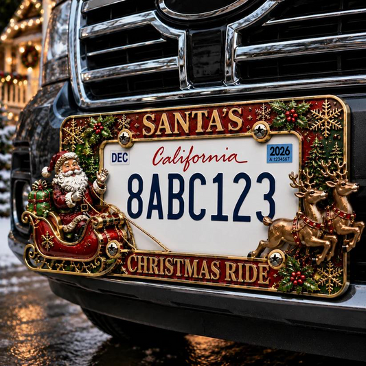 Christmas License Plate Frame Festive Holiday Car Decor for a Merry Ride