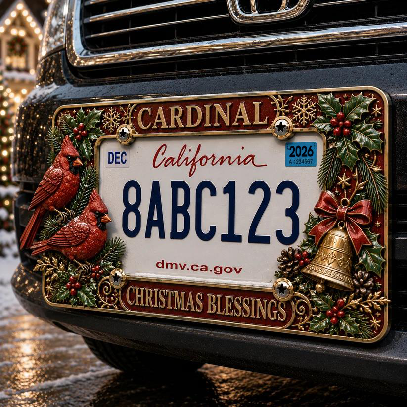 Christmas License Plate Frame Festive Holiday Car Decor for a Merry Ride