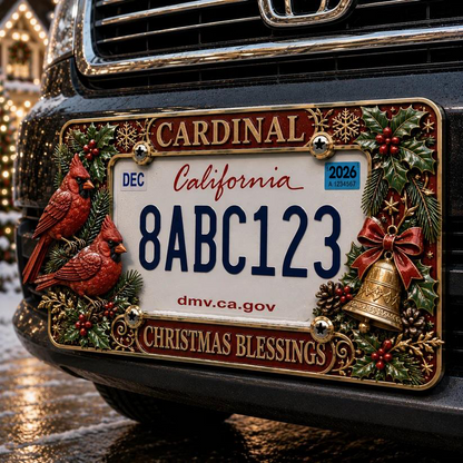 Christmas License Plate Frame Festive Holiday Car Decor for a Merry Ride