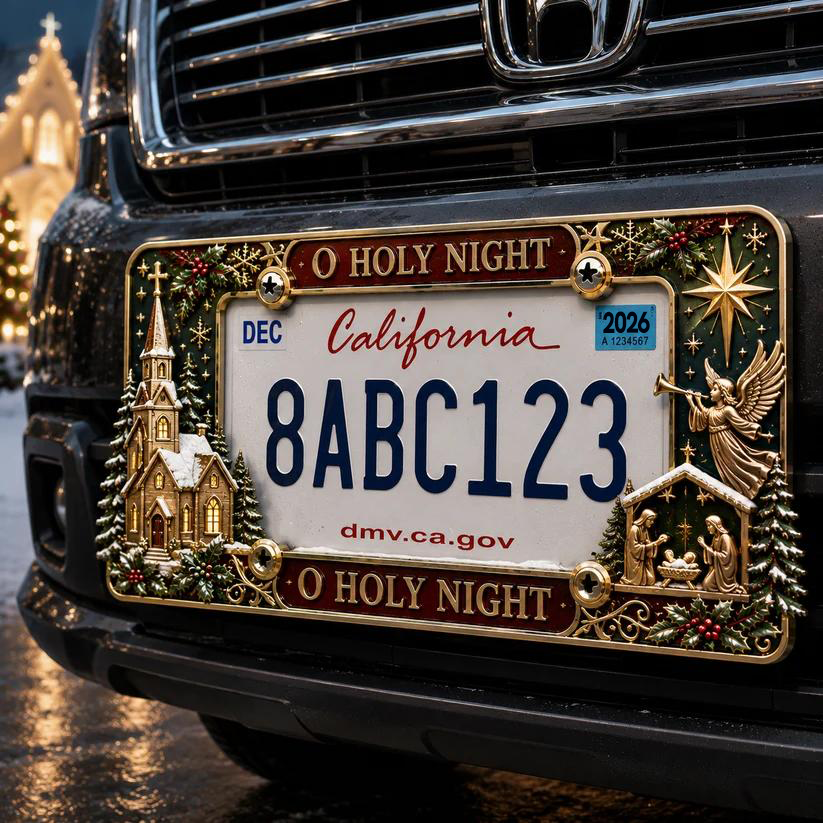 Christmas License Plate Frame Festive Holiday Car Decor for a Merry Ride