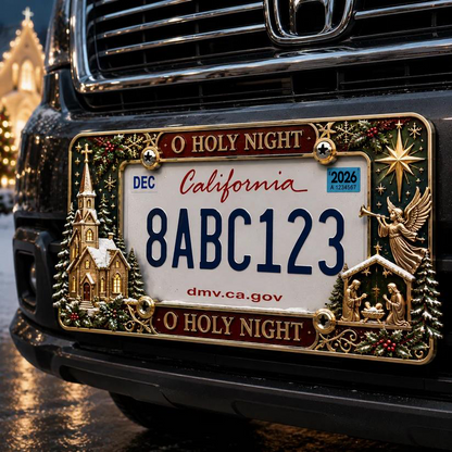 Christmas License Plate Frame Festive Holiday Car Decor for a Merry Ride