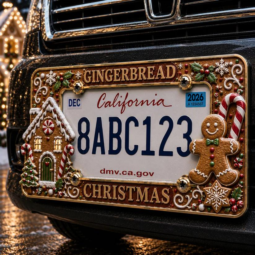 Christmas License Plate Frame Festive Holiday Car Decor for a Merry Ride