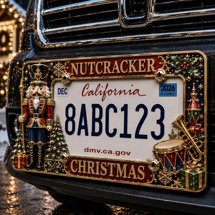 Christmas License Plate Frame Festive Holiday Car Decor for a Merry Ride