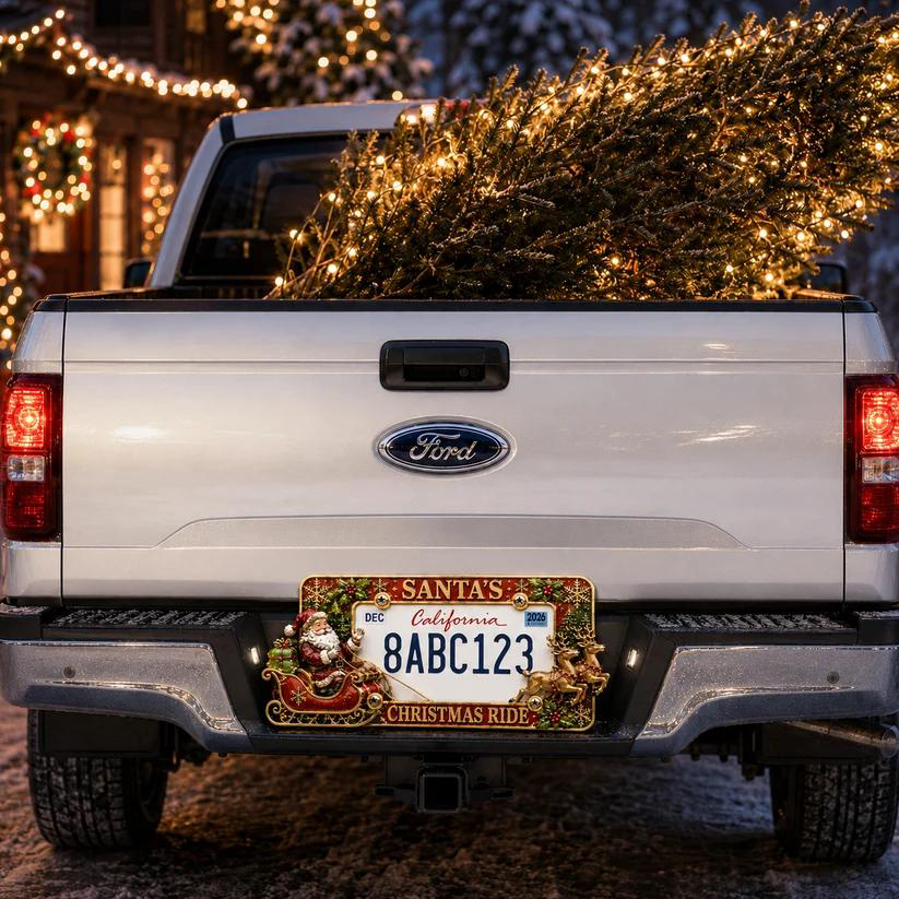 Christmas License Plate Frame Festive Holiday Car Decor for a Merry Ride