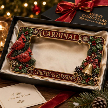 Christmas License Plate Frame Festive Holiday Car Decor for a Merry Ride