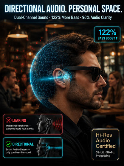 AI Smart Bluetooth Glasses Translation, Music & Blue-Light Protection