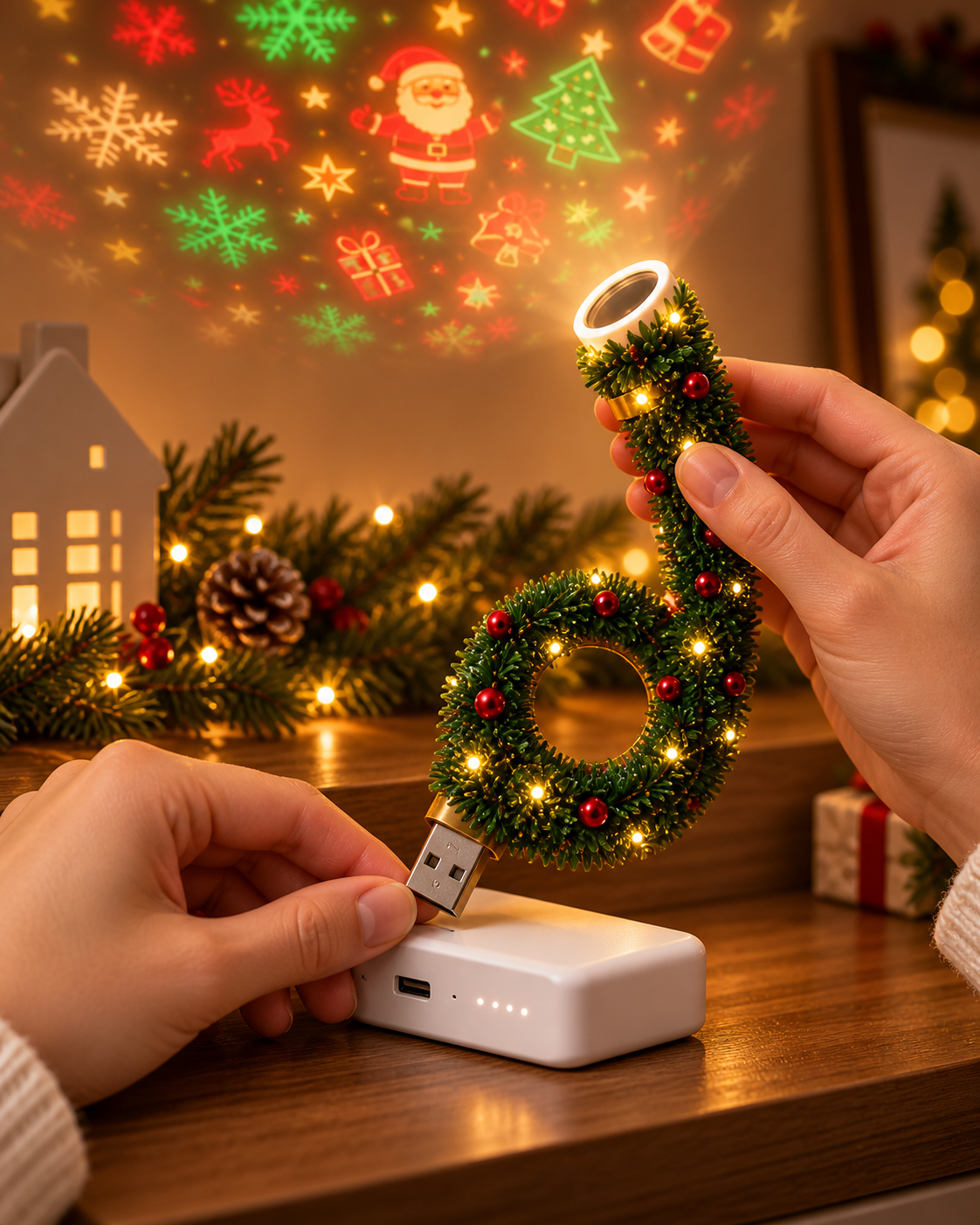 Instant Holiday Room Decor- Plug-In Christmas Tree Projection Night Light