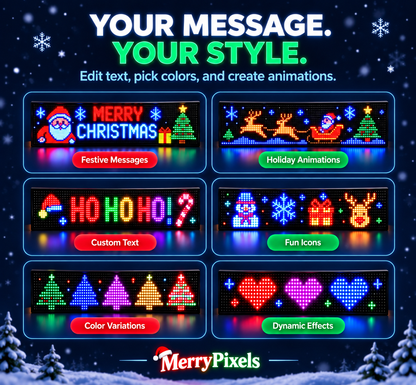 Animated Christmas LED Rear Window Panel App Controlled Car Display