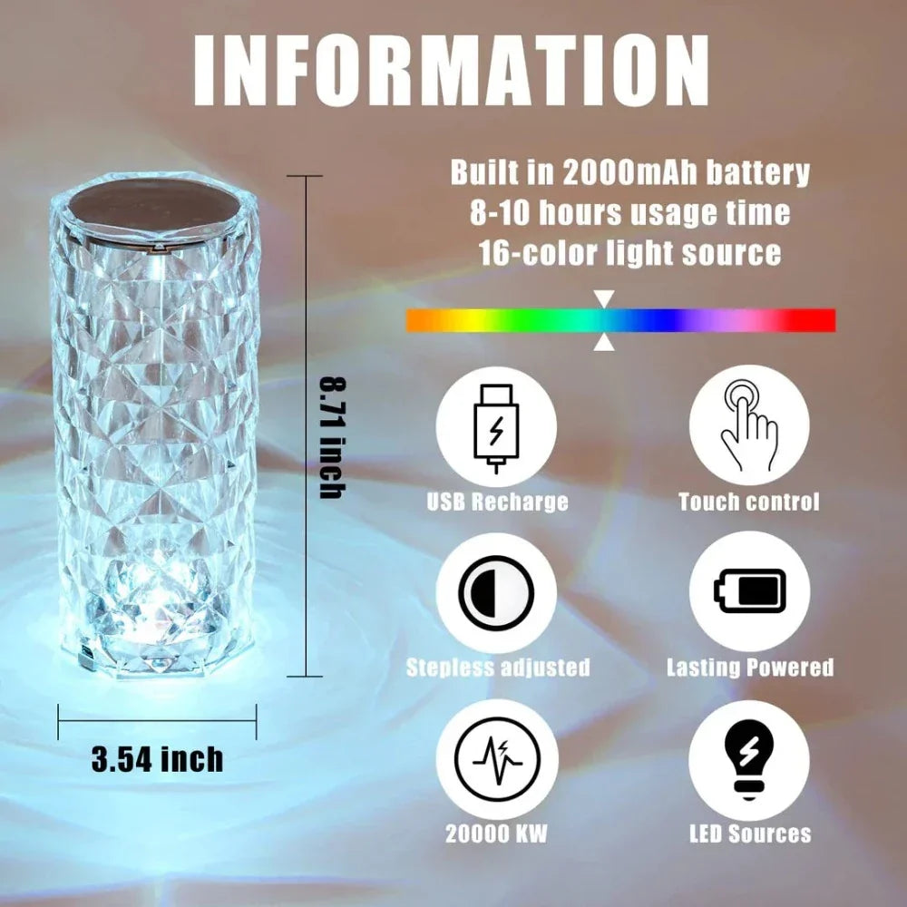 Multicolor Diamond Crystal Lamp