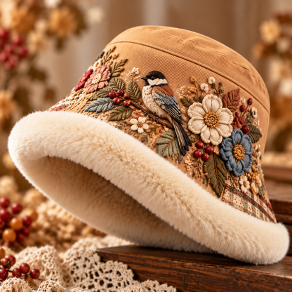 Women s Cozy Plush-Lined Winter Bucket Hat Floral & Animal Designs