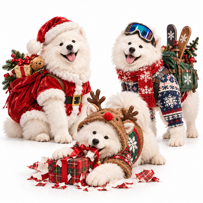 24-Day Samoyed Christmas Collectible Gift Set Fluffy Trouble Makers