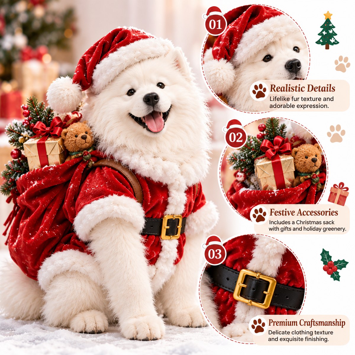 24-Day Samoyed Christmas Collectible Gift Set Fluffy Trouble Makers