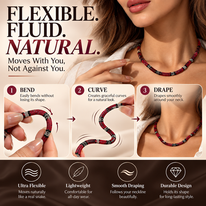 Realistic Snake-Inspired Necklace Flexible Woven Statement Choker with Adjustable Fit