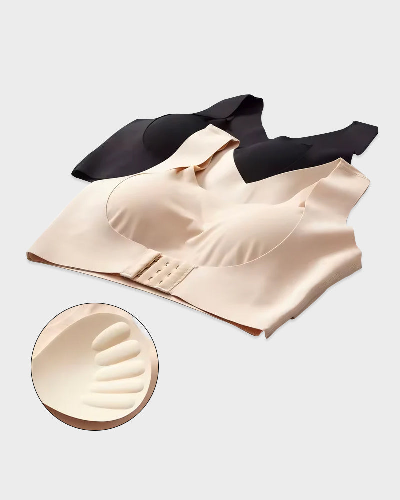 NOW! Front Closure Cross-Back Wireless Posture Bra Ultra Push-Up, All-Day Comfort & Natural Lift for a Slimmer