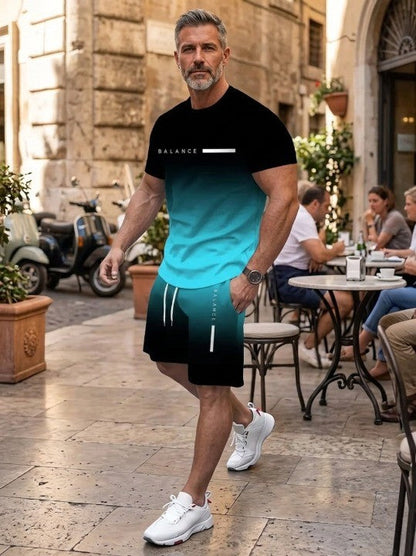 Best Gift For Father's Day Men's Gradient Fitness 2-Piece Set