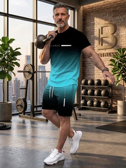 Best Gift For Father's Day Men's Gradient Fitness 2-Piece Set