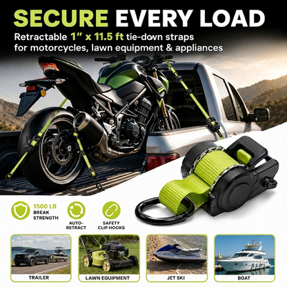 Green Ratchet Straps 11.5ft 1500LB Hold for Moves & More