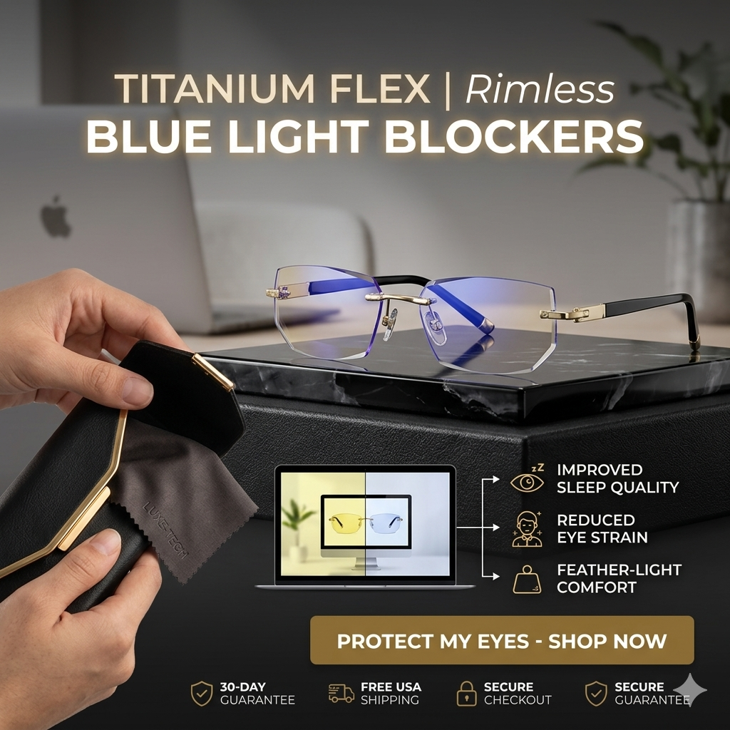 Auto-Focus Zoom Rimless Eyewear, Anti Blue Light Anti Glare Glasses Relieve Eye Strain for Screen & Outdoor