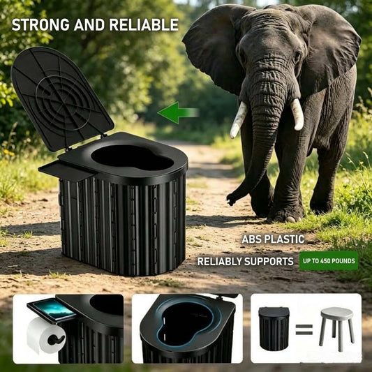 Portable Outdoor Car Folding Toilet, Camping & Travel Emergency Toilet with Odor Control