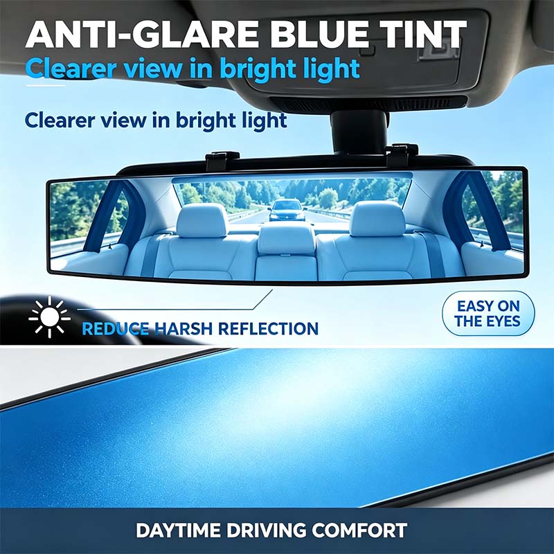 HD Convex Panoramic Rearview Mirror, Clip-On Car Interior Mirror