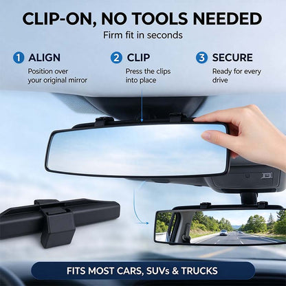 HD Convex Panoramic Rearview Mirror, Clip-On Car Interior Mirror
