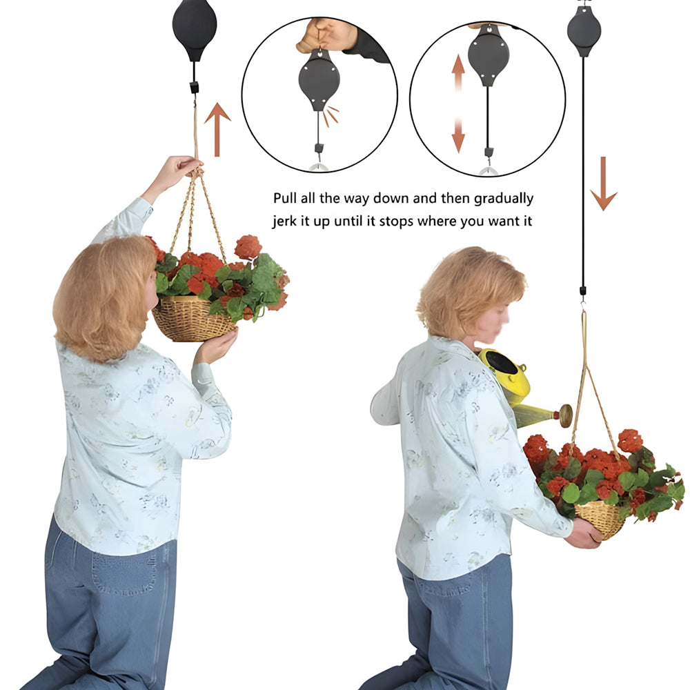 Garden Plant Pulley Set for Hanging Baskets, Pots & Bird Feeders