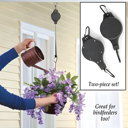 Garden Plant Pulley Set for Hanging Baskets, Pots & Bird Feeders