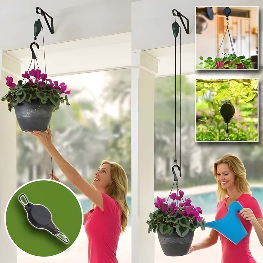 Garden Plant Pulley Set for Hanging Baskets, Pots & Bird Feeders