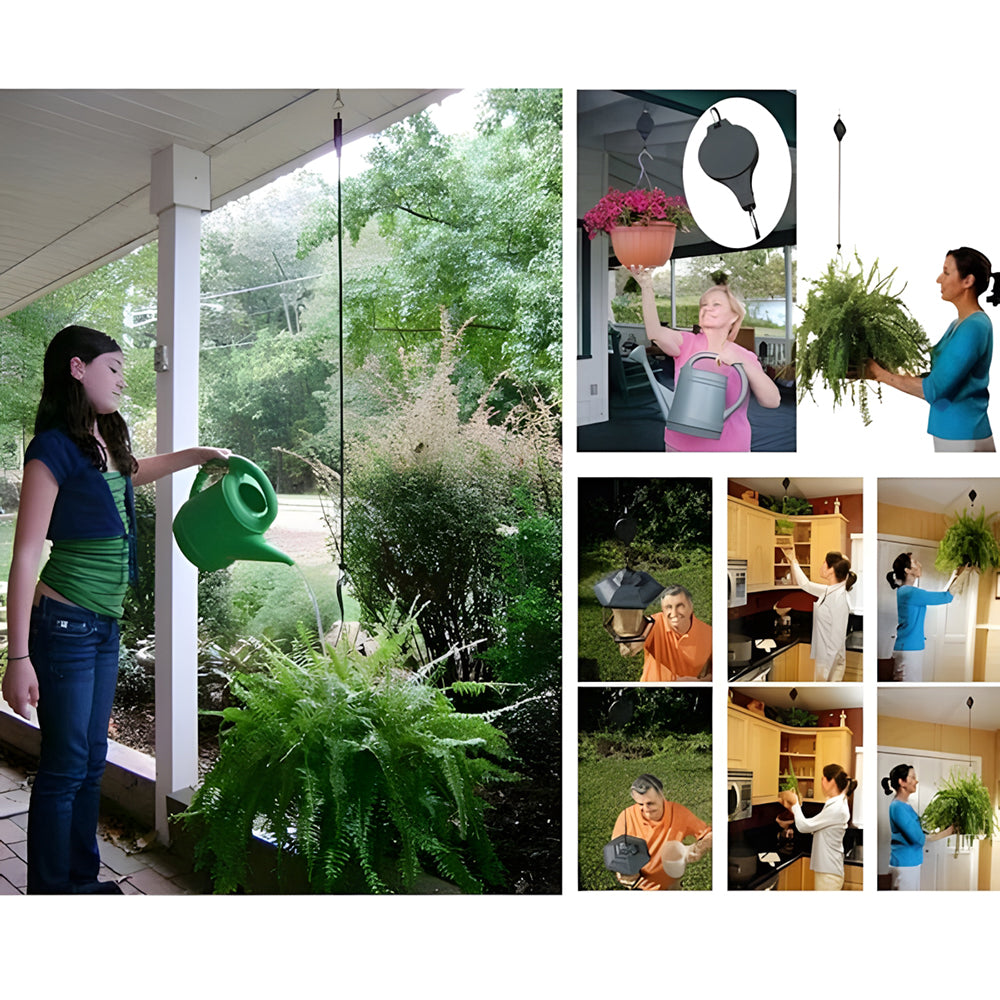 Garden Plant Pulley Set for Hanging Baskets, Pots & Bird Feeders