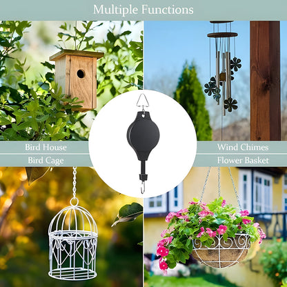 Garden Plant Pulley Set for Hanging Baskets, Pots & Bird Feeders