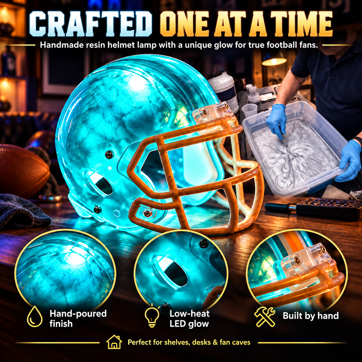 Handmade Football Helmet Lamp