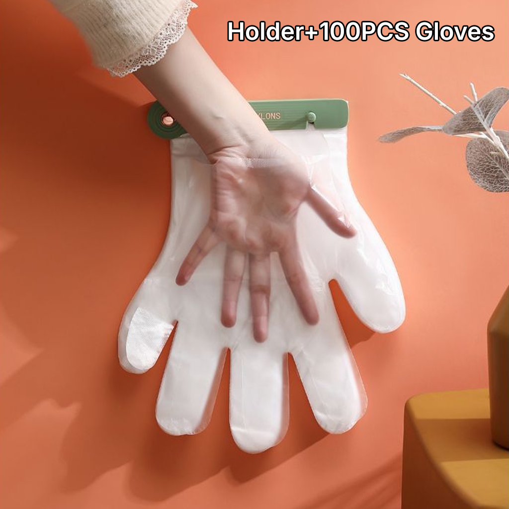 Wall-Mount Disposable Glove Dispenser with Food-Grade PE Gloves