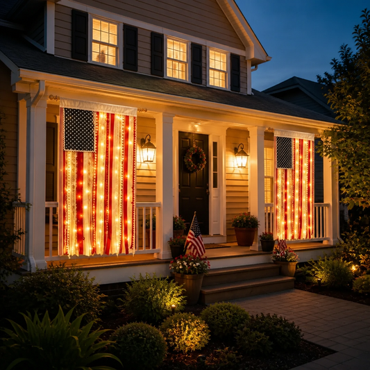 Lighted American Flag Banner