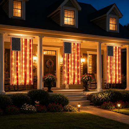 Lighted American Flag Banner