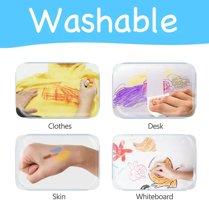 BabyRoo Silky Washable Crayons Safe, Smooth & Easy to Clean!