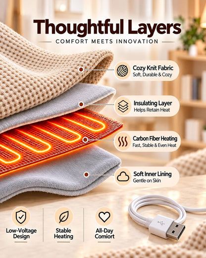 2027 Heated Shawl Wrap for Women USB Cordless Wearable Blanket with 3 Heat Settings, Fast Heating, Zipper & Pockets