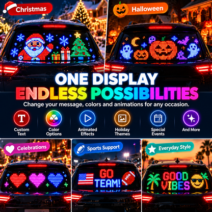 Smart LED Pixel Car Display App-Controlled Custom Text, Colors & Animations!