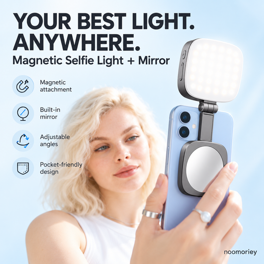 Magnetic Selfie Light with Mirror & Phone Stand