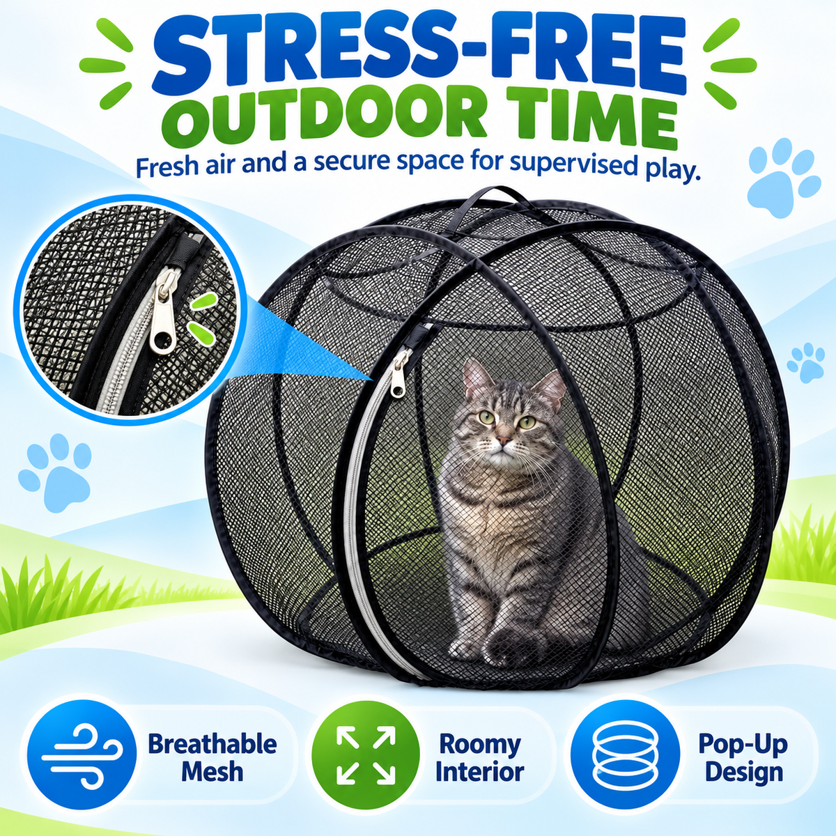 FreshAir Cat Haven Pop-Up Mesh Playpen