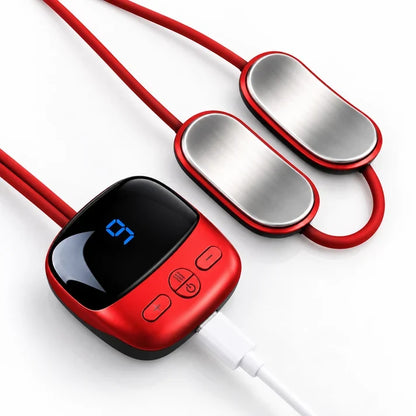Mini Necklace-Style Neck Massager 4 Modes, 9 Intensity Levels, 3 Heat Settings, Smart Dual-Pulse Pendant Design!