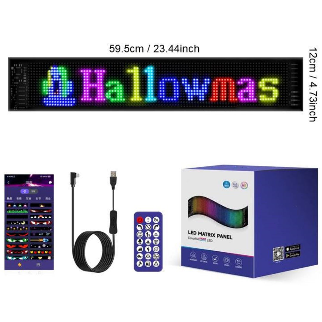 Smart LED Pixel Car Display App-Controlled Custom Text, Colors & Animations!