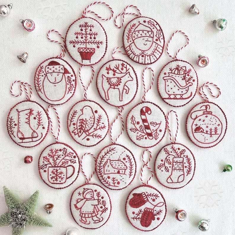 Beginner-Friendly DIY Heirloom Oval Embroidery Ornament Kit Collection